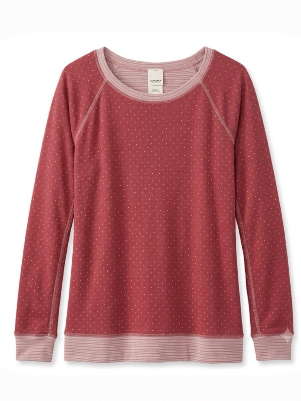 SONOMA Round Neck Lightweight Sweatshirt, Women’s XL, Mauve White